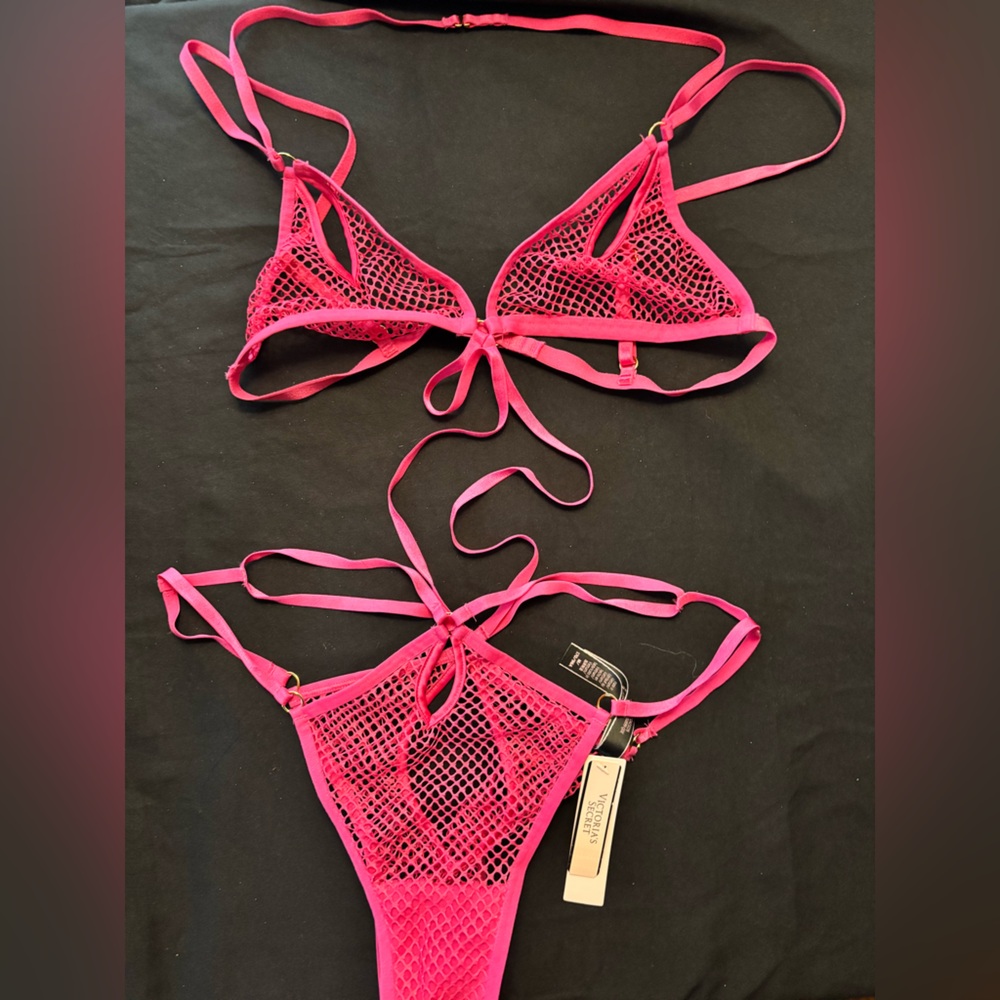 Victoria's Secret Bright Pink Fishnet Lingerie One Piece